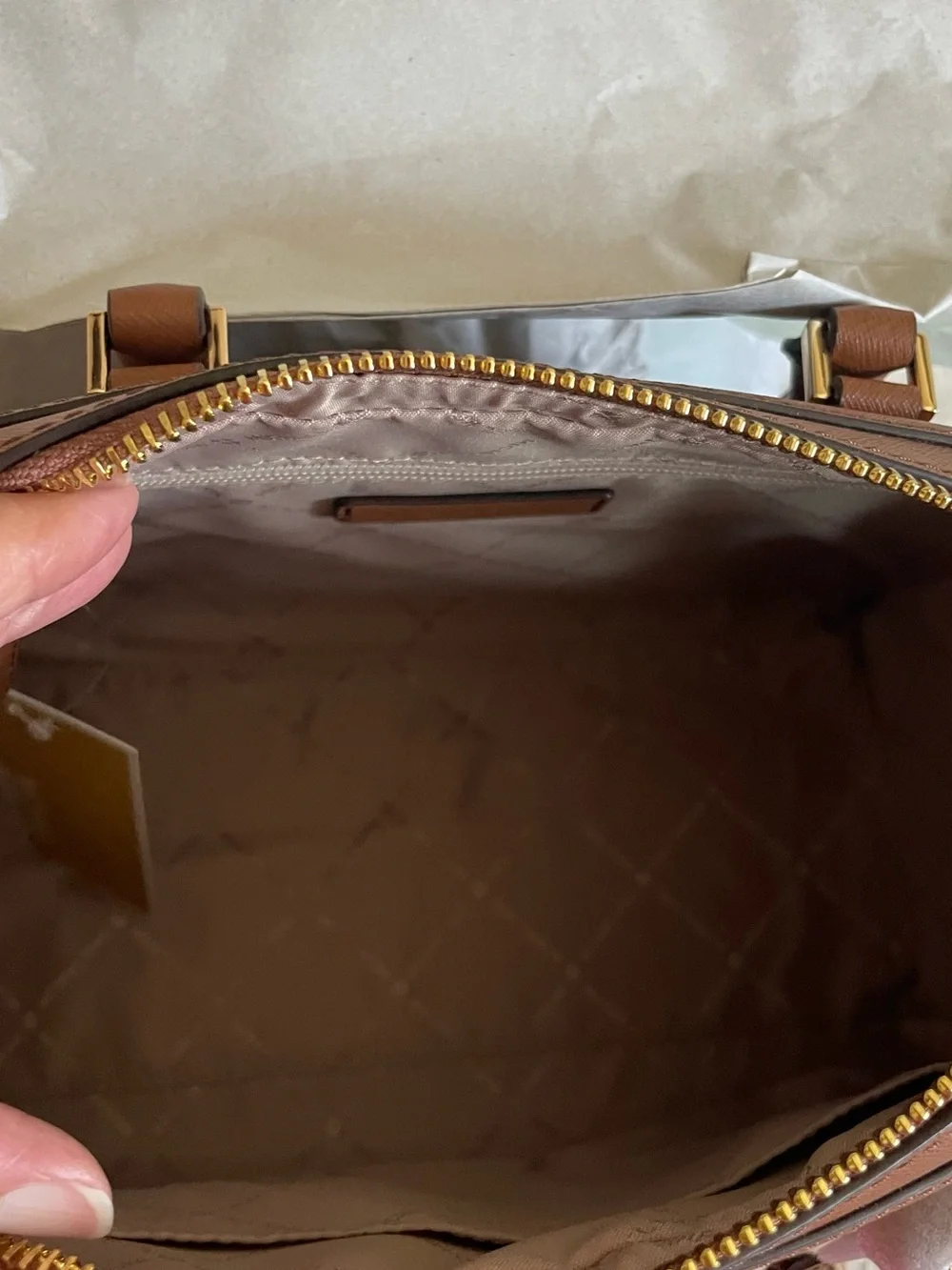 NWT Michael Kors Brown Saffiano Satchel with Gold Hardware